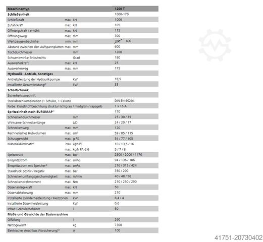 Vertikale Spritzgießmaschine Arburg Allrounder 1200 T 1000-170