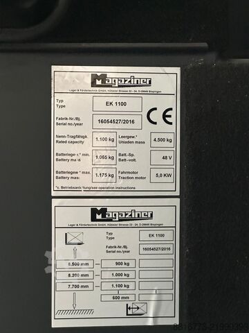Narrow-aisle forklift Magaziner EK1100
