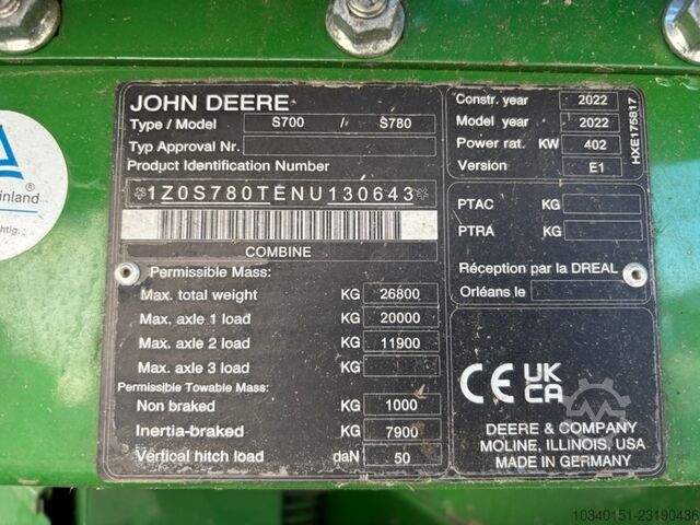 John Deere S780 inkl. 730X John Deere S780 inkl. 730X