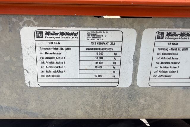 Low loader semitrailer MÜLLER-MITTELTAL T3 Zwangsgelenkt