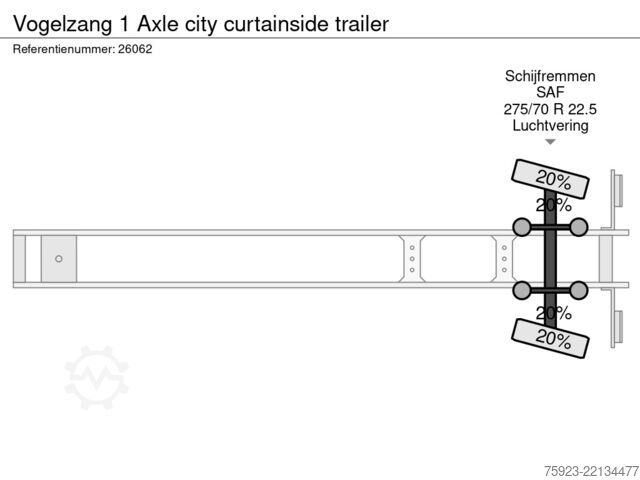 Sliding tarpaulins Vogelzang 1 Axle city curtainside trailer