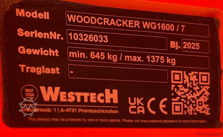 Westtech WG1600 7-Finger Greifer / Säge / OQ70/55 / DEMO Westtech WG1600 7-Finger Greifer / Säge / OQ70/55 / DEMO
