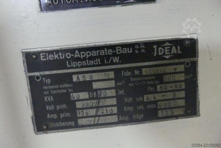 Ideal welding machine type: AS 8 M Ideal AS 8 M