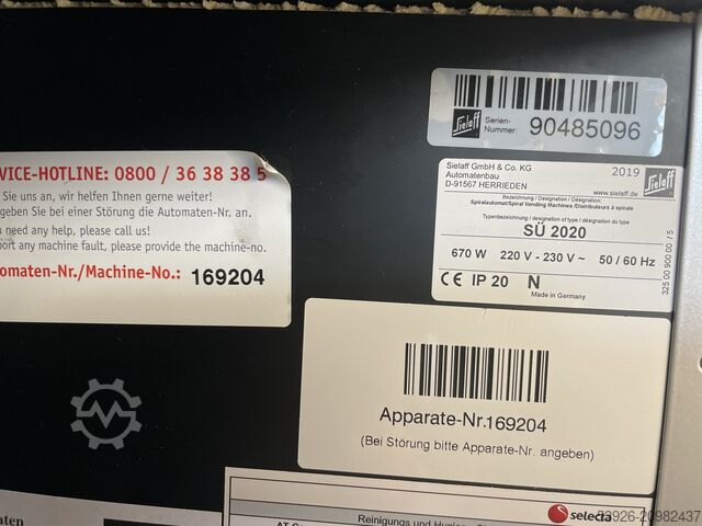 Vending machine Sielaff SÜ 2020 Warenautomat Snackautomat mit Münzer