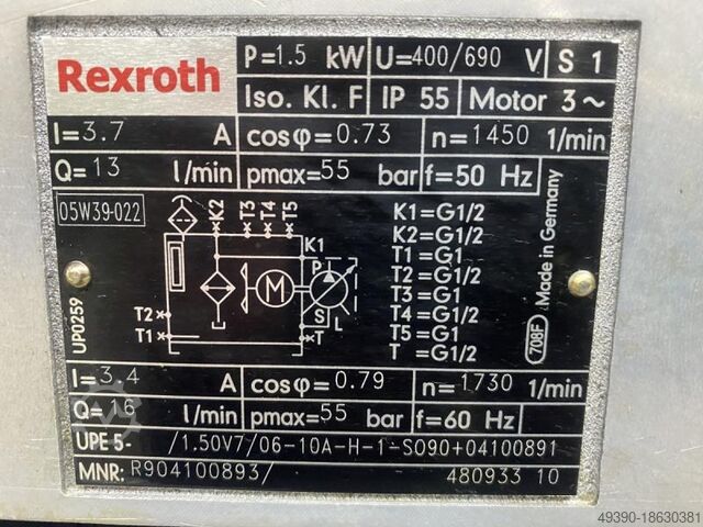 Hydraulikaggregat, Flüsteraggregat, Antriebsmodul, Hydraulik Aggregat, Kompaktaggregat BOSCH REXROTH UPE 5- /1.50V7/06-10A-H-1-S090+04100891