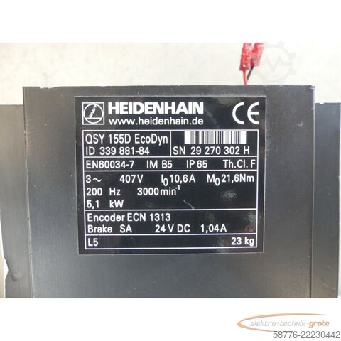 Control unit Heidenhain Stator für QSY 155D EcoDyn Motor ID: 339 881-84 SN: 29270302H