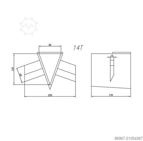 Kreuzkeil für 14-Tonnen-Holzspalter CORMAK Klin krzyżowy do łuparki 14 ton