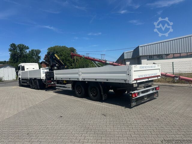Flatbed truck MAN TGX 26.470 6x2  Palfinger PK 18500 Funk + Hänger