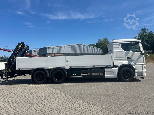 Flatbed truck MAN TGX 26.470 6x2  Palfinger PK 18500 Funk + Hänger