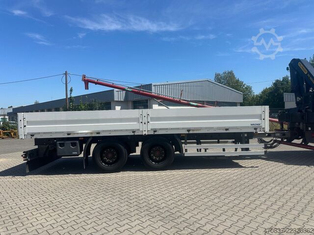 Flatbed truck MAN TGX 26.470 6x2  Palfinger PK 18500 Funk + Hänger
