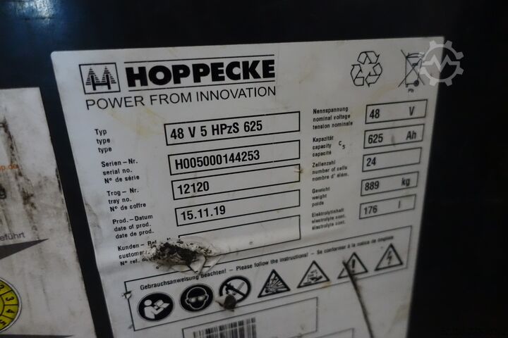 Forklift battery Hoppecke 48V 5PzS625 88% Staplerbatterie