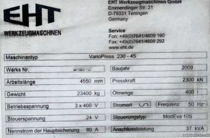 Abkantpresse Eht Variopress 230-45
