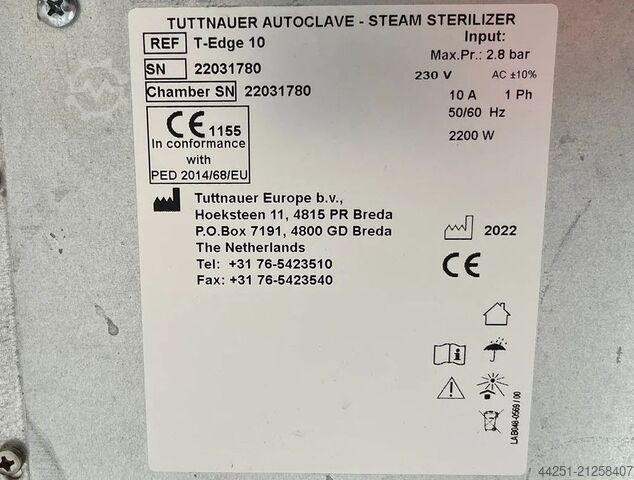Tischautoklav Zahnautoklav 23 Liter Tuttnauer T-Edge 10 W