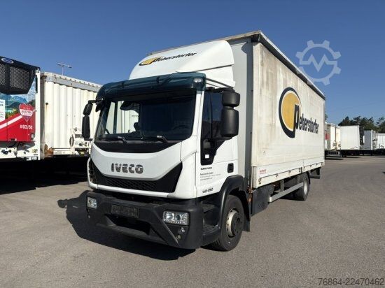 Flatbed truck with tarp IVECO EUROCARGO 140E PLANE, LBW BÄR, EURO 6, KLIMA