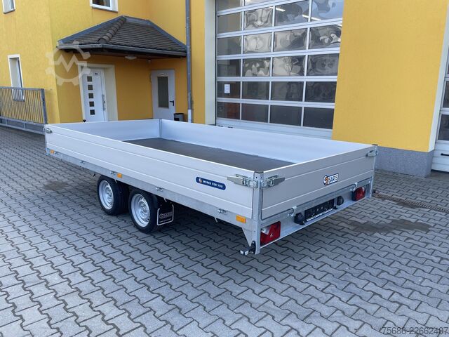 Dreiseitenkipper Anhänger Saris PL 406 204 2700 + Schienen 406cm x 204cm