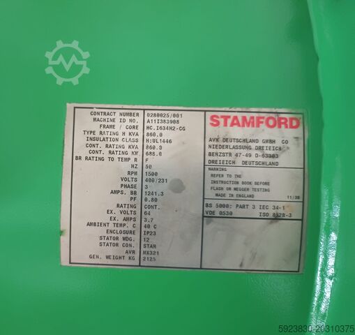 500 kW Generator for Biogas CHP Unit Stamford HC.I634H2-CG