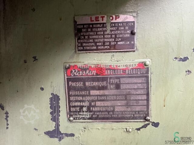 Eccentric presses  Raskin 100 TINC 1948 Raskin 