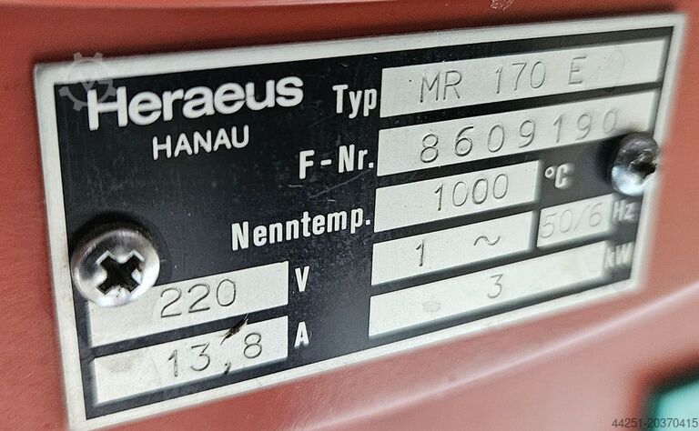 Muffelofen 1000 °C Glühofen Laborofen Heraeus MR 170 E