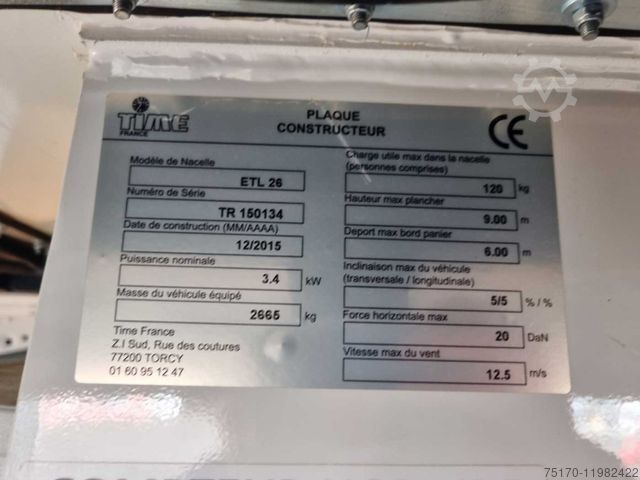 Working platform truck OPEL Movano 2.3 CDTI / VERSALIFT ETL-26, 10,5m