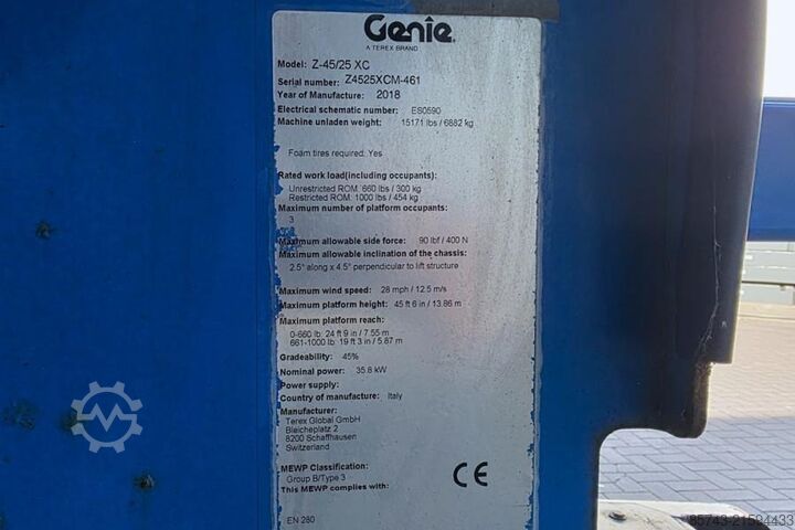 Gelenkteleskoparbeitsbühne Genie Z45/25 XC Diesel, 4x4 Drive, 16m Working Height, 7