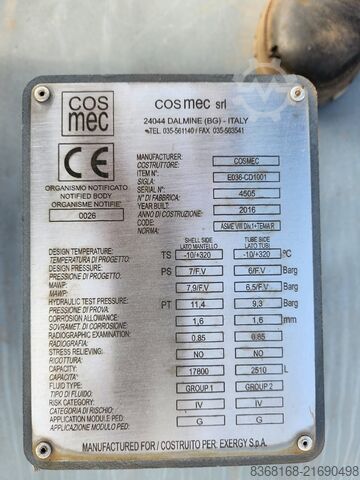 Hell and Tube Heat Exchanger Cosmec EO36-CD1001