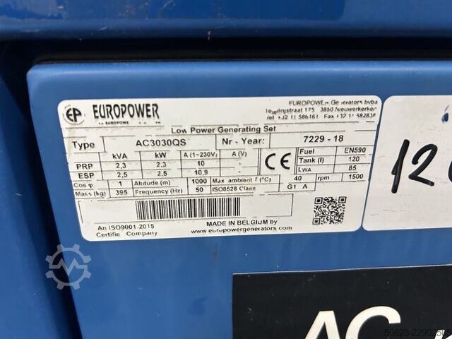 Power generator Europower AC3030QS Kubota