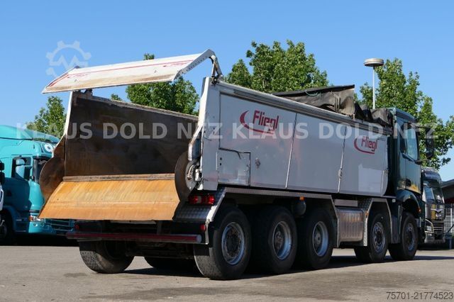 Tipper truck MERCEDES-BENZ Arocs 4451 Fliegl Asphaltmulde mit Schubboden
