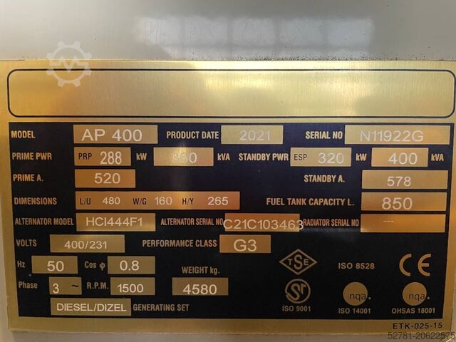 Generator set Perkins 2206A-E13TAG2 - 400 kVA Generator - DPX-12650