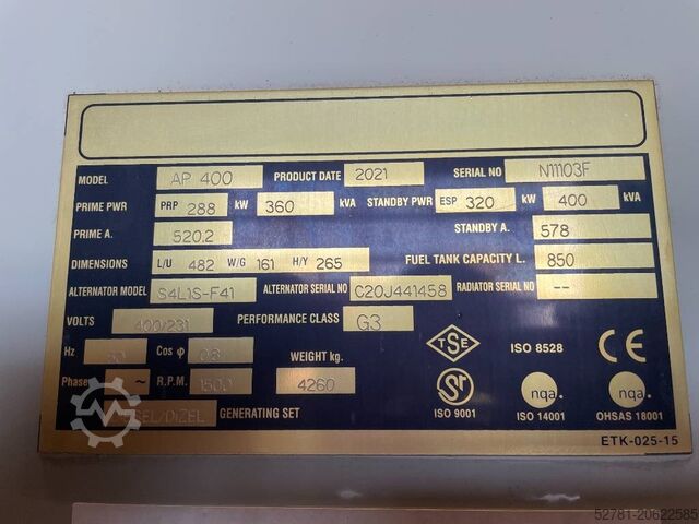 Generator set Perkins 2206A-E13TAG2 - 400 kVA Generator - DPX-12651