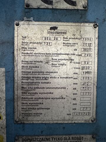 Hot forming press MECOL PRESS SEO 36