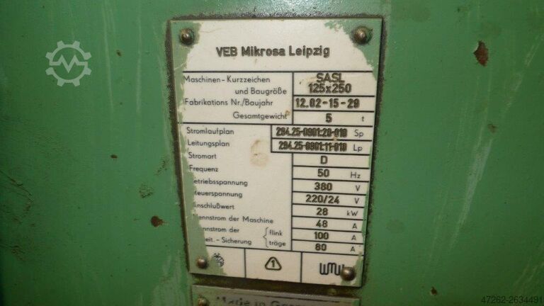 Centerless grinder SASL 200x300 WMW Mikrosa SASL 125 1A, 200x300, 125x250, KCH 63