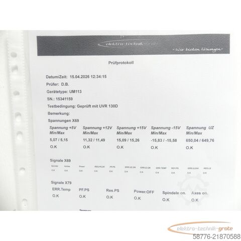 Component Heidenhain UM 113 ID 325 002-03 SN15341159 im Austausch (Exchange)