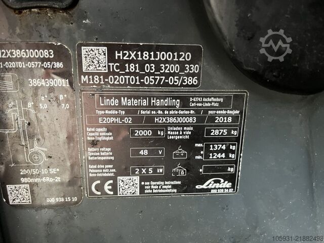 Electric 4-wheel forklift Linde E20PHL-02
