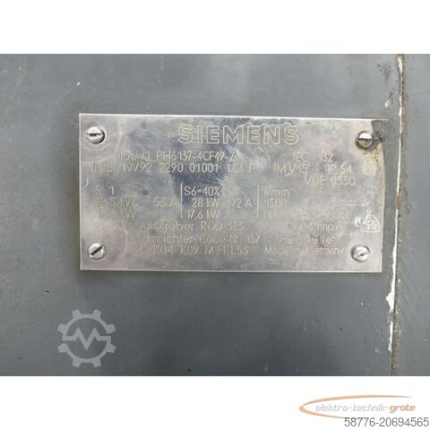 Control unit Siemens 1PH6137-4CF49 - Z Hauptspindelmotor SN:E1W92229001001