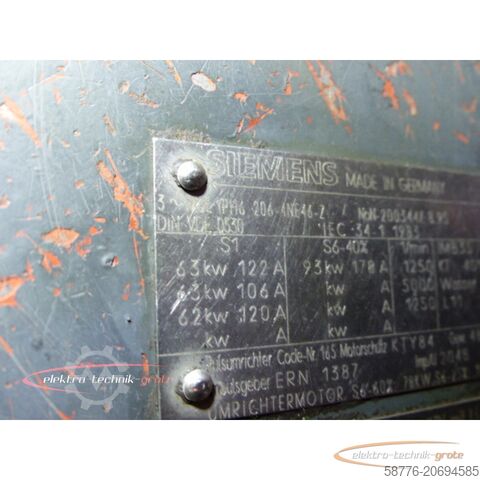 Control unit Siemens 1PH6206-4NE46-Z Hauptspindelmotor