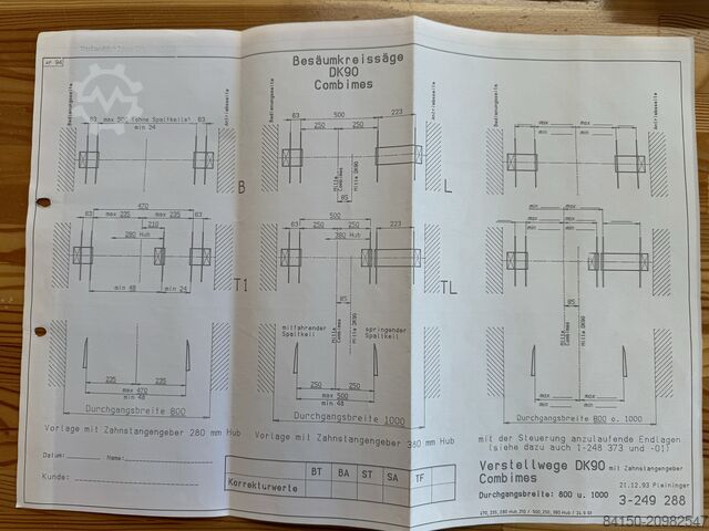 3-saw edging machine Esterer DK90 TL1000