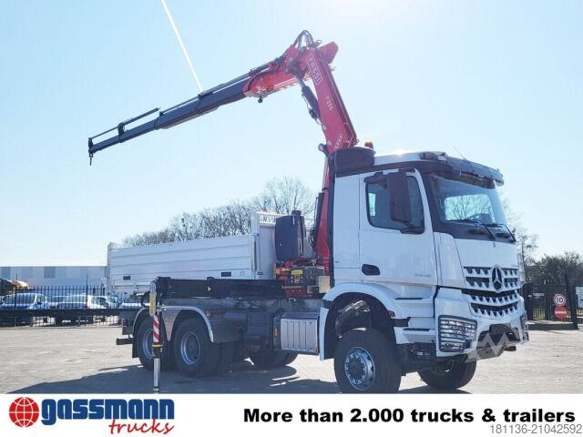 Kipper LKW Mercedes-Benz Arocs 3348 AK 6x6, Kran Fassi F255A.2.24,