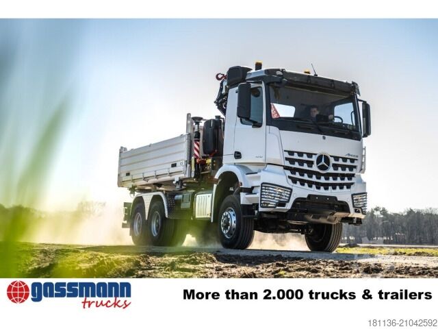 Kipper LKW Mercedes-Benz Arocs 3348 AK 6x6, Kran Fassi F255A.2.24,