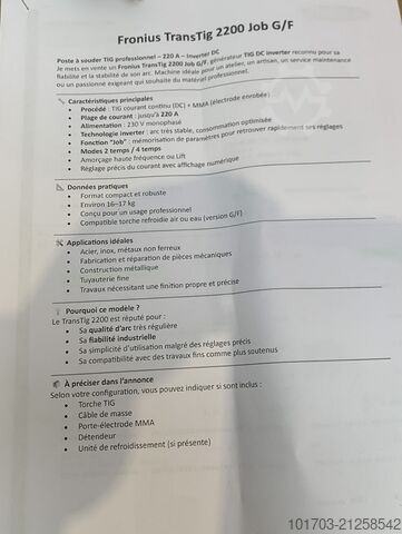Professionelles TIG-Schweißgerät FRONIUS TransTig 2200 Job G/F
