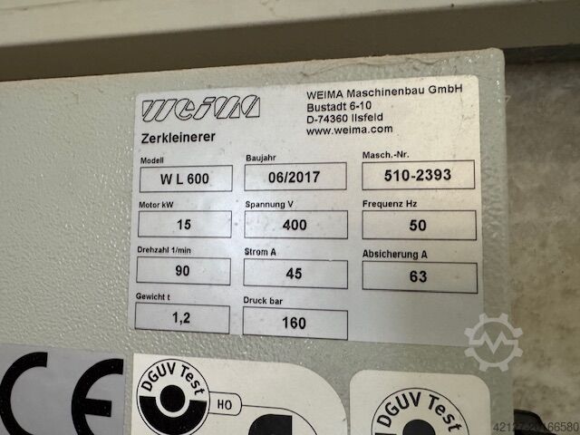 Wood shredder / wood chipper Weima WL 600