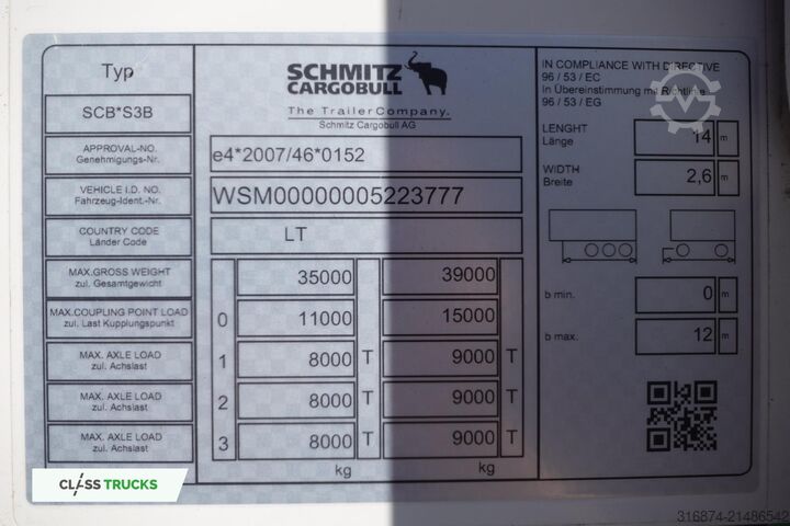 Reefer semitrailer SCHMITZ CARGOBULL SKO FP 60 ThermoKing SLXi 300
