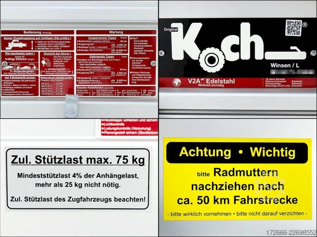 Box trailer Koch-Anhänger U6 250X150X45CM 750KG TIEFLADER