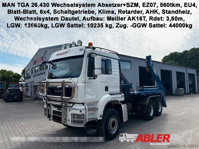 Skip truck MAN TGA 26.430 WECHSELSYSTEM Absetzer+SZM Retarder