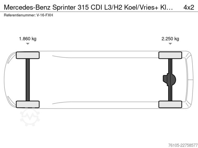 Refrigerated/freezer transport (delivery van) Mercedes-Benz Sprinter 315 CDI L3/H2 Koel/Vries+ Klep Bi-Temp