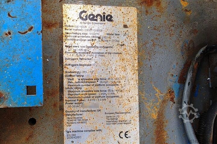 Scherenhebebühne Genie GS1932 Electric, Working Height 7.8 m, 227kg Capac