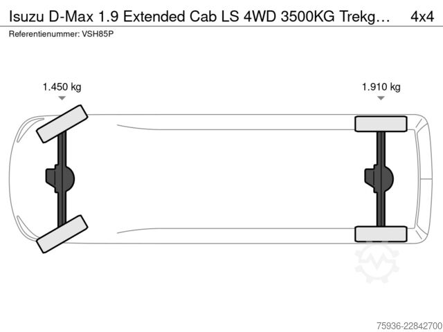 Pickup Isuzu D-Max 1.9 Extended Cab LS 4WD 3500KG Trekgewich...