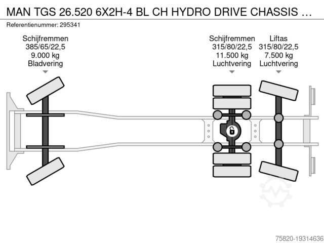 Chassis with cab MAN TGS 26.520 6X2H-4 BL CH HYDRO DRIVE CHASSIS CAB...