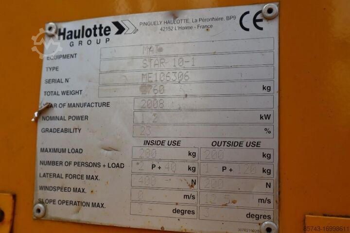 Gelenkteleskoparbeitsbühne Haulotte STAR 10 As-Is, Electric, 10m Working Height, 3m Re
