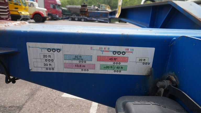 Container transportation Pacton 3 axle container chassis extendable trailer