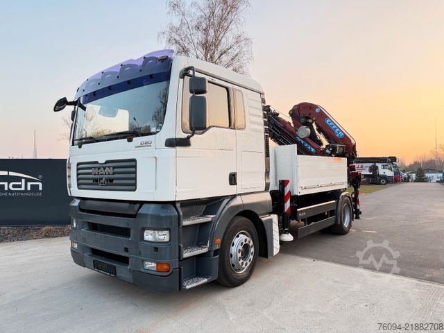 Flatbed truck MAN TGA 18.350 4x2 Pritsche KRAN 26m FUNK Seilwinde
